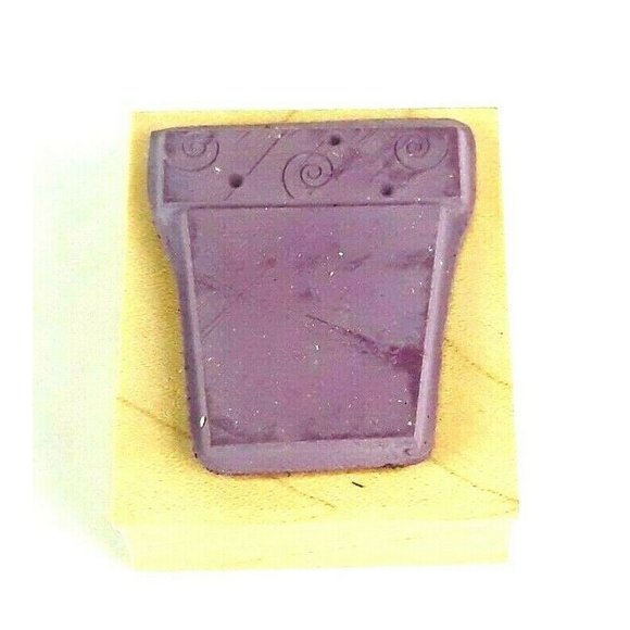 Wood Mounted Flower Pot Rubber Stamp - Picture 2 of 3